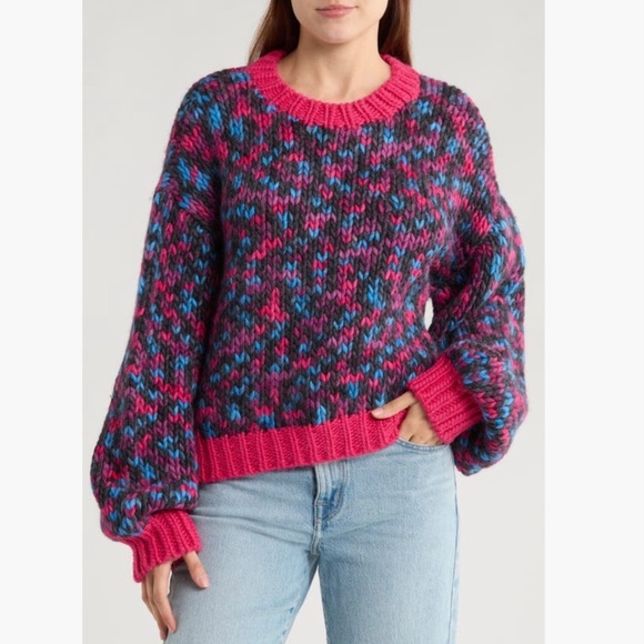 MOTHER The Bell Sleeve Pullover Sweater Alpaca Wool Multi Colored SZ M - Picture 14 of 14